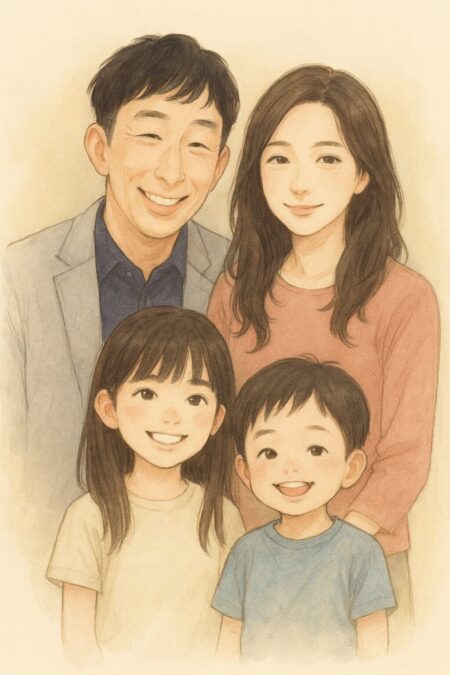 北村有起哉と妻と子供