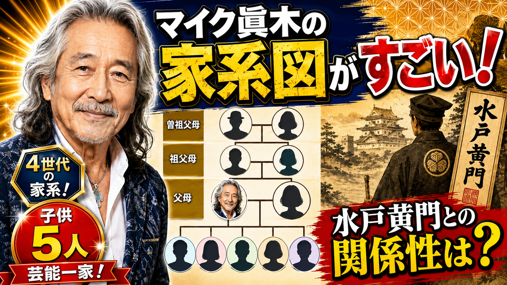 マイク眞木の家系図がすごい！子供5人と水戸黄門との関係性は？